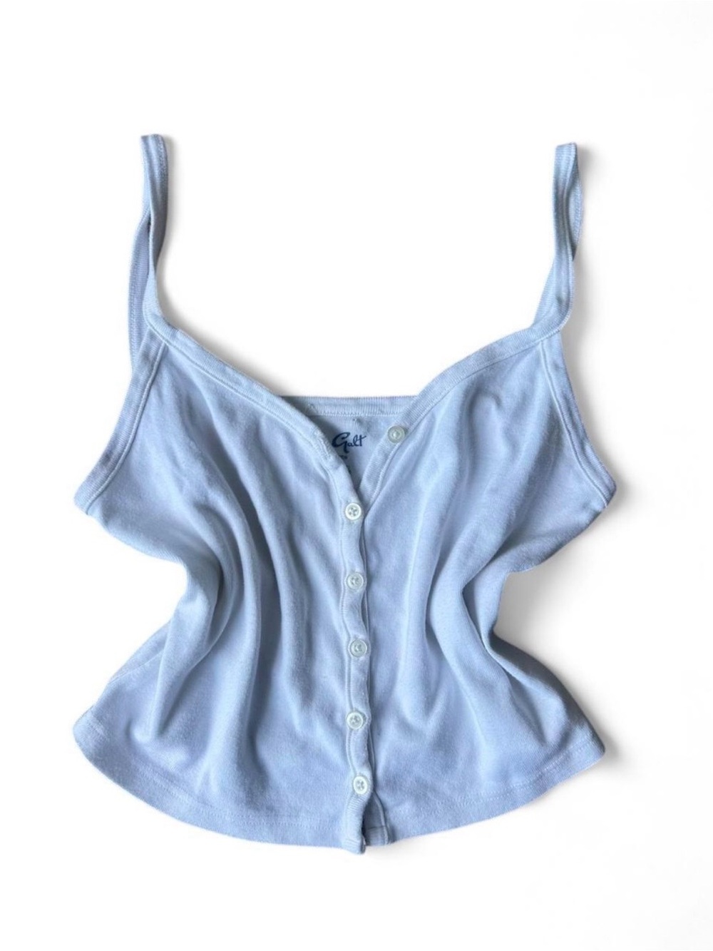 John Galt White Button Up Cotton Tank Top